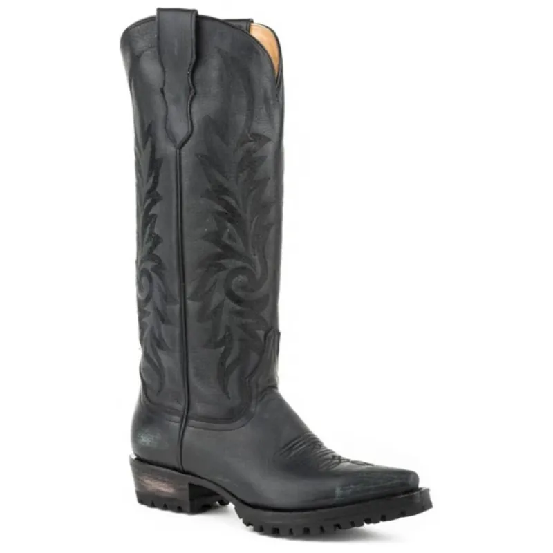 Stetson Lucy (Black) - Women's Lug Sole Cowgirl Boot made by Stetson
