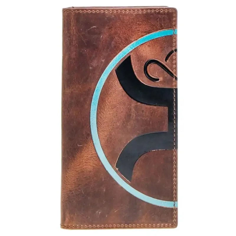 HOOey "2.0" Hands-Up Logo (Brown/Black/Turquoise) - Men's Rodeo Wallet made by Hat Country