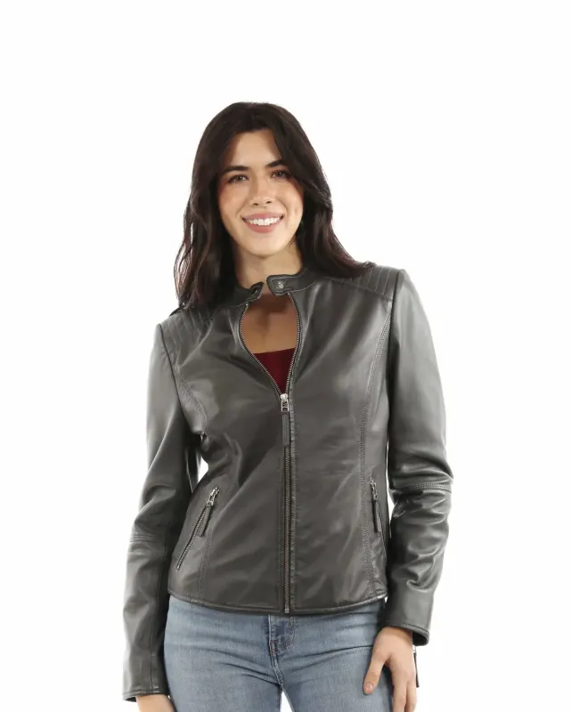 Scully Quilted Shoulders - Women's Leather Jacket made by Scully