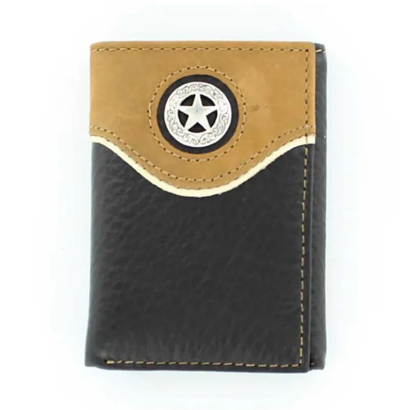 Nocona Two-Toned Star Concho - Mens Tri-Fold Wallet made by Nocona