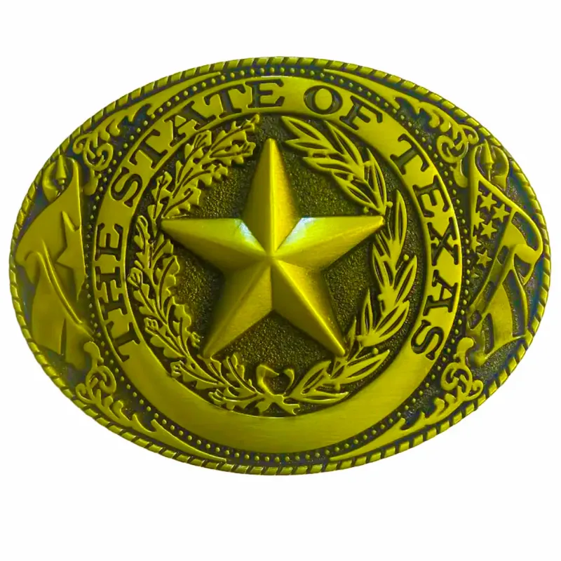Deadwood Trading State of Texas (Gold) - Men's Belt Buckle made by Deadwood Studios