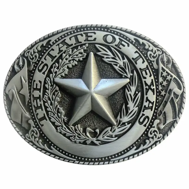 Deadwood Trading State of Texas (Silver) - Men's Belt Buckle made by Deadwood Studios