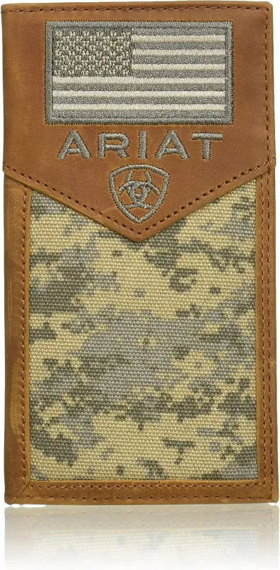 Ariat Camo USA Flag (Green) - Men's Rodeo Wallet made by Ariat