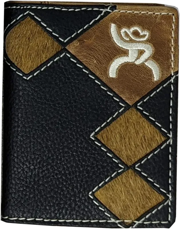 HOOey Diamond Patchwork Cowhide - Men's Bifold Money Clip Wallet made by Hat Country