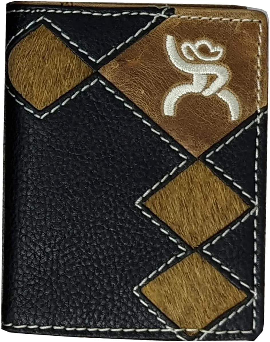 HOOey Diamond Patchwork Cowhide - Men's Bifold Money Clip Wallet sold by Hat Country