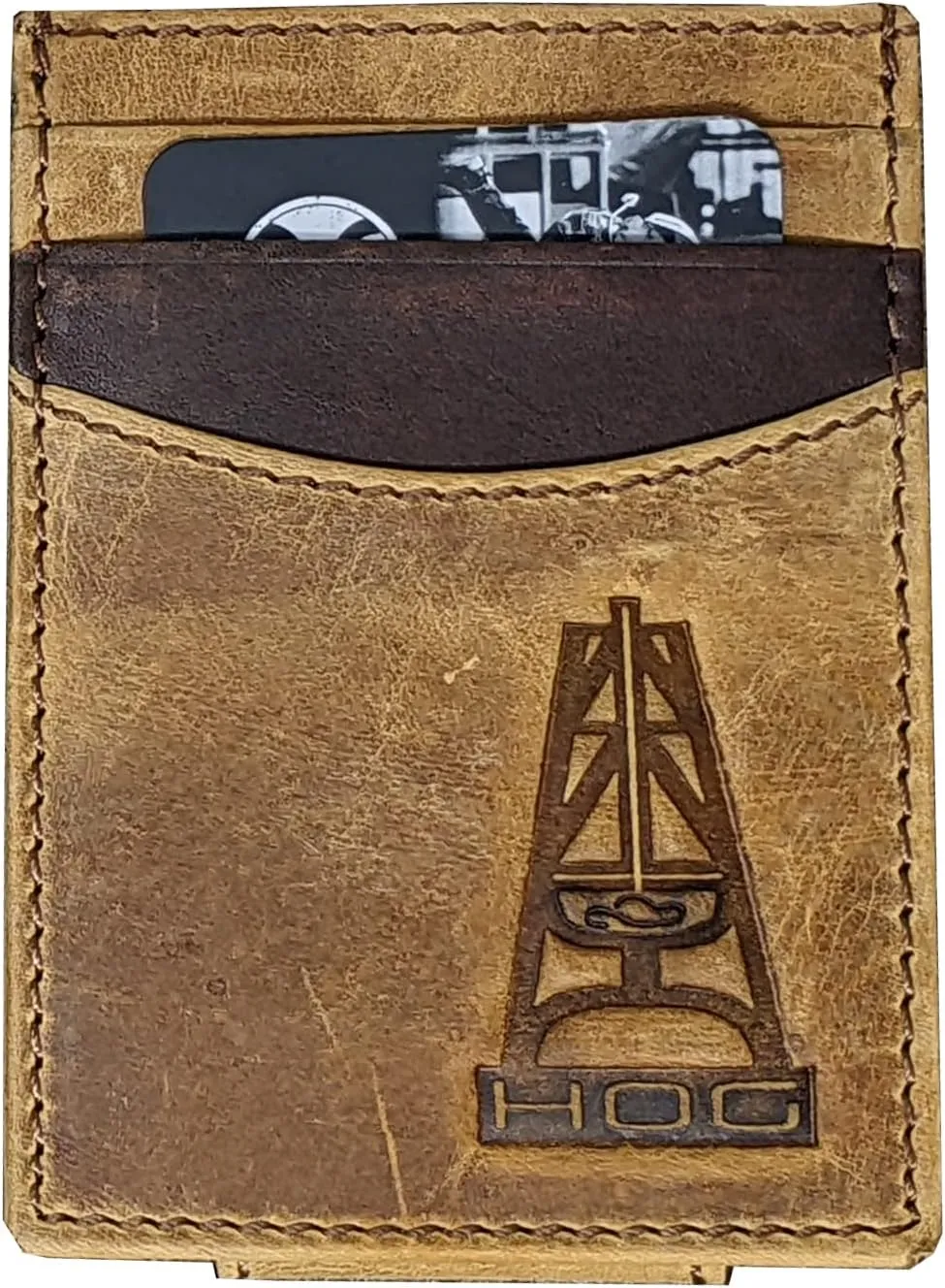 HOOey Embossed Logo (Brown) - Men's Money Clip Wallet sold by Hat Country