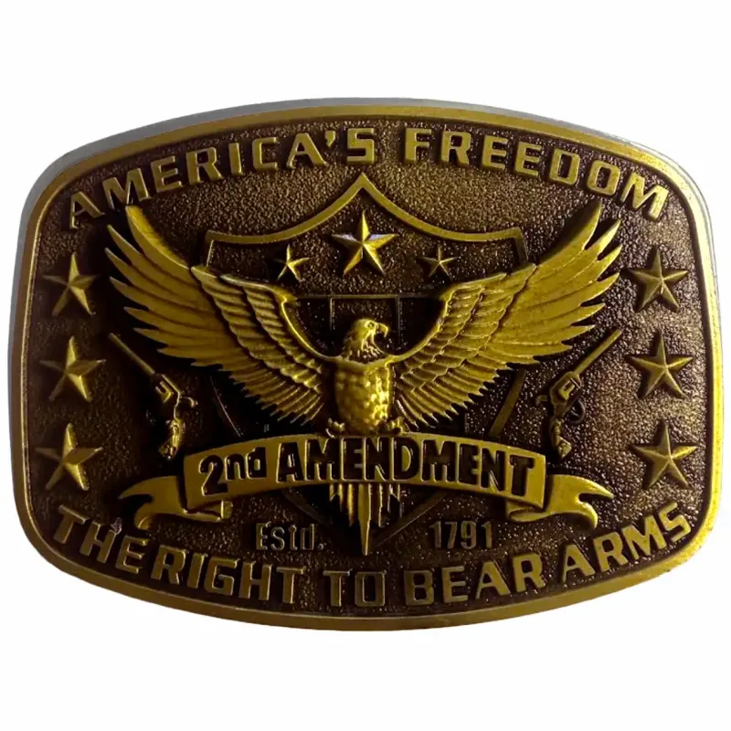 Deadwood Trading Right to Bear (Antique Brass) - Men's Belt Buckle made by Deadwood Studios