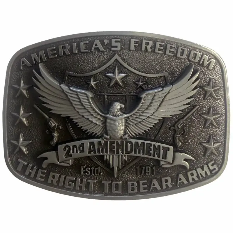 Deadwood Trading Right to Bear (Antique Nickel) - Men's Belt Buckle made by Deadwood Studios
