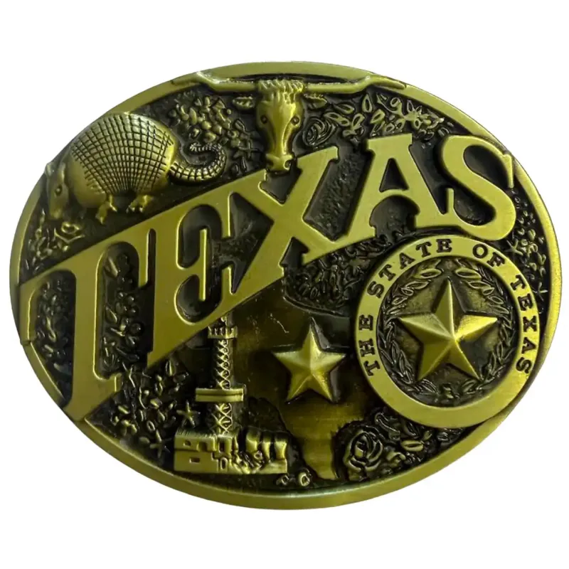Deadwood Trading Lone Star Armadillo (Antique Brass) - Belt Buckle made by Deadwood Studios