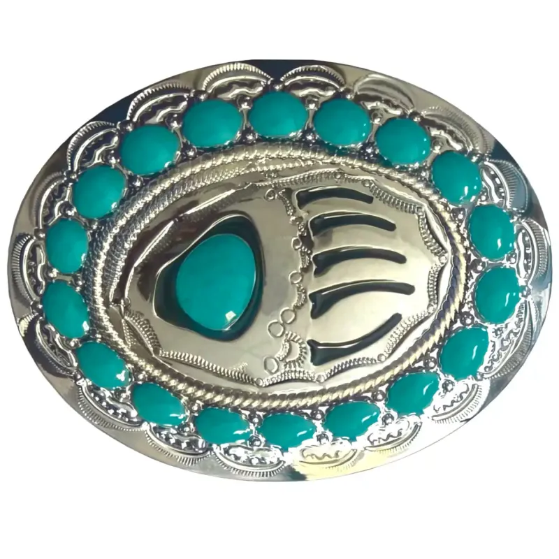 Deadwood Trading Turquoise Bear Claw - Belt Buckle made by Deadwood Studios