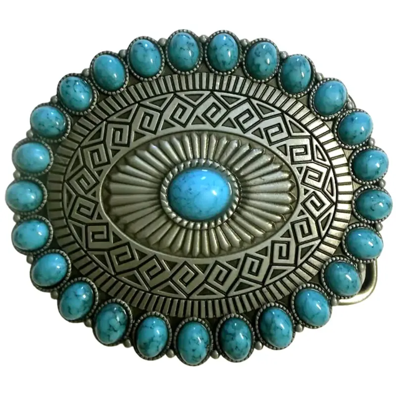 Deadwood Trading Turquoise Mesa Bloom - Belt Buckle made by Deadwood Studios