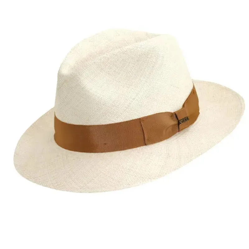 Scala Roswell - Grade 8 Panama Straw Fedora Hat (Closeout) made by Scala
