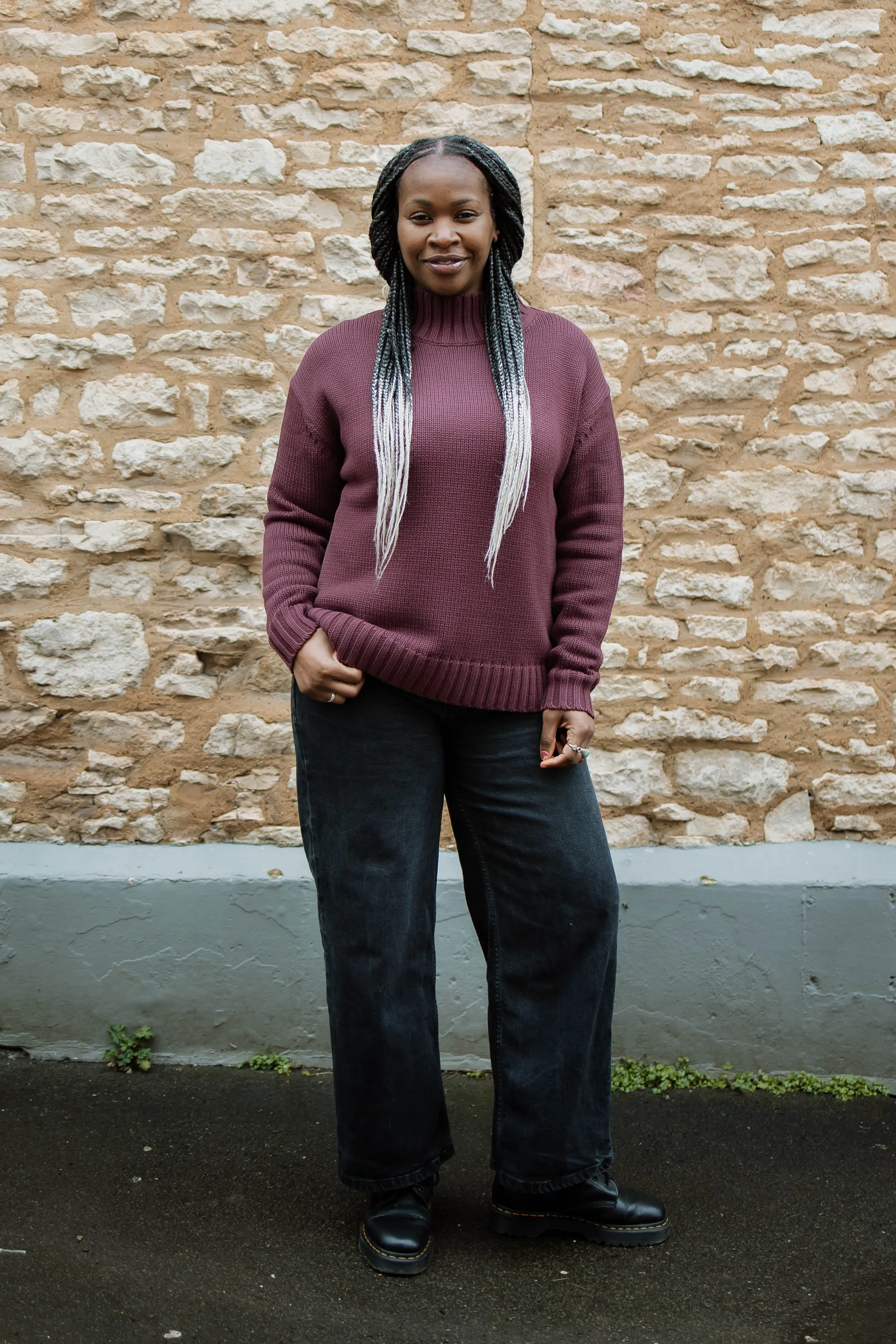 The Staple High Neck Jumper - Morello Cherry sold by The Slow Love