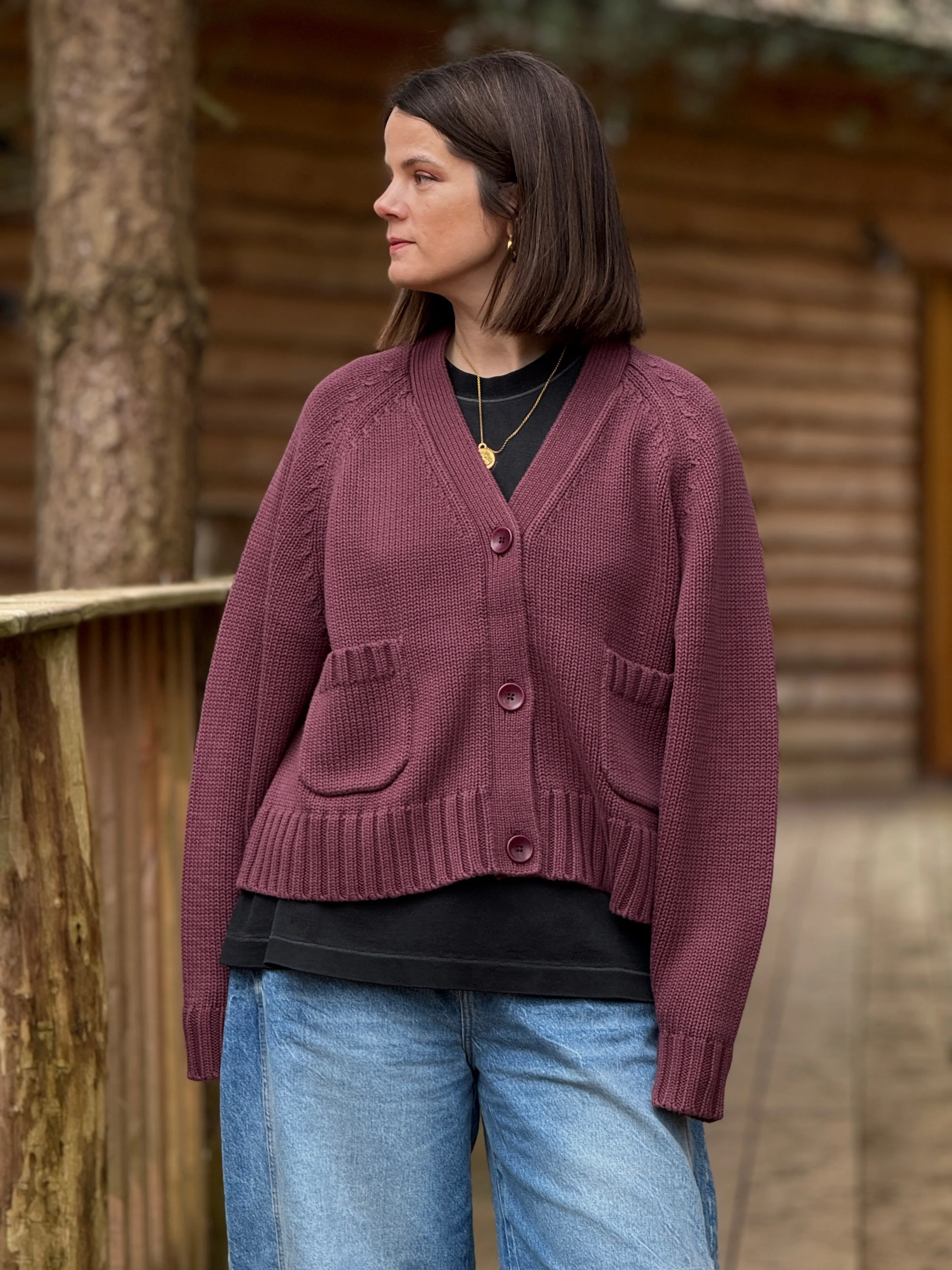 The Staple Cardigan - Morello Cherry sold by The Slow Love