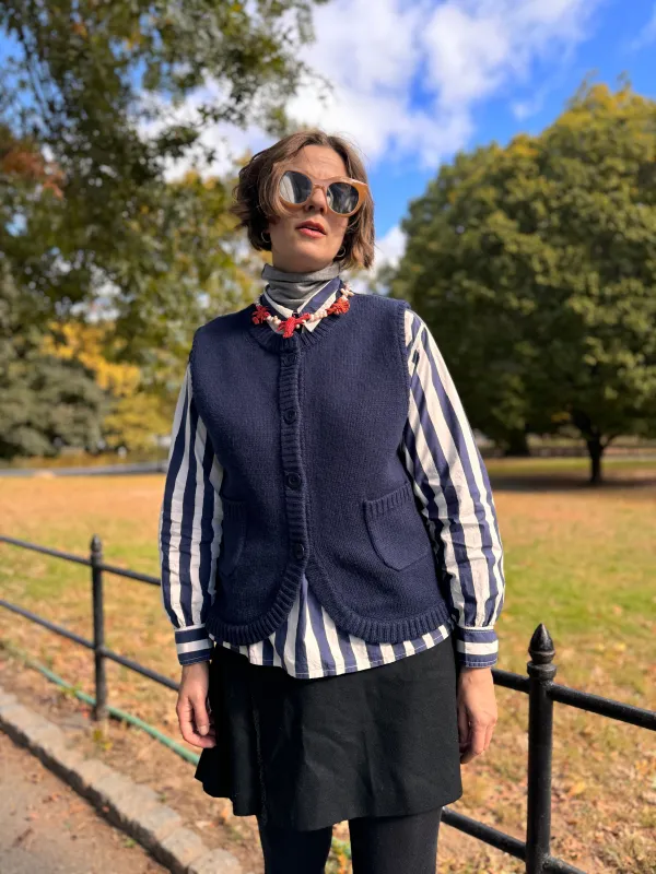 Staple Wool Gilet - Navy sold by The Slow Love