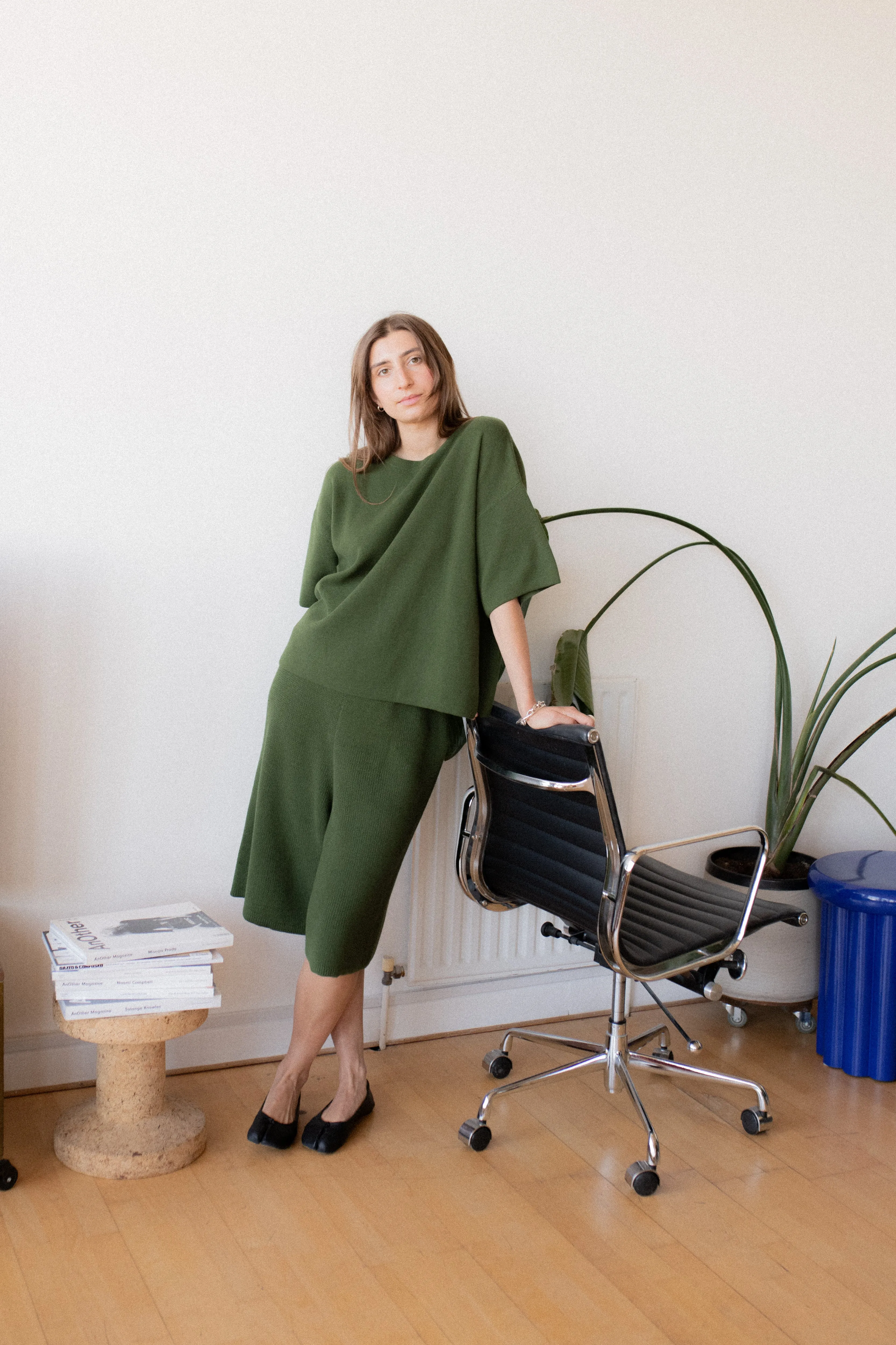 Knitted Tee- Olive Green sold by The Slow Love