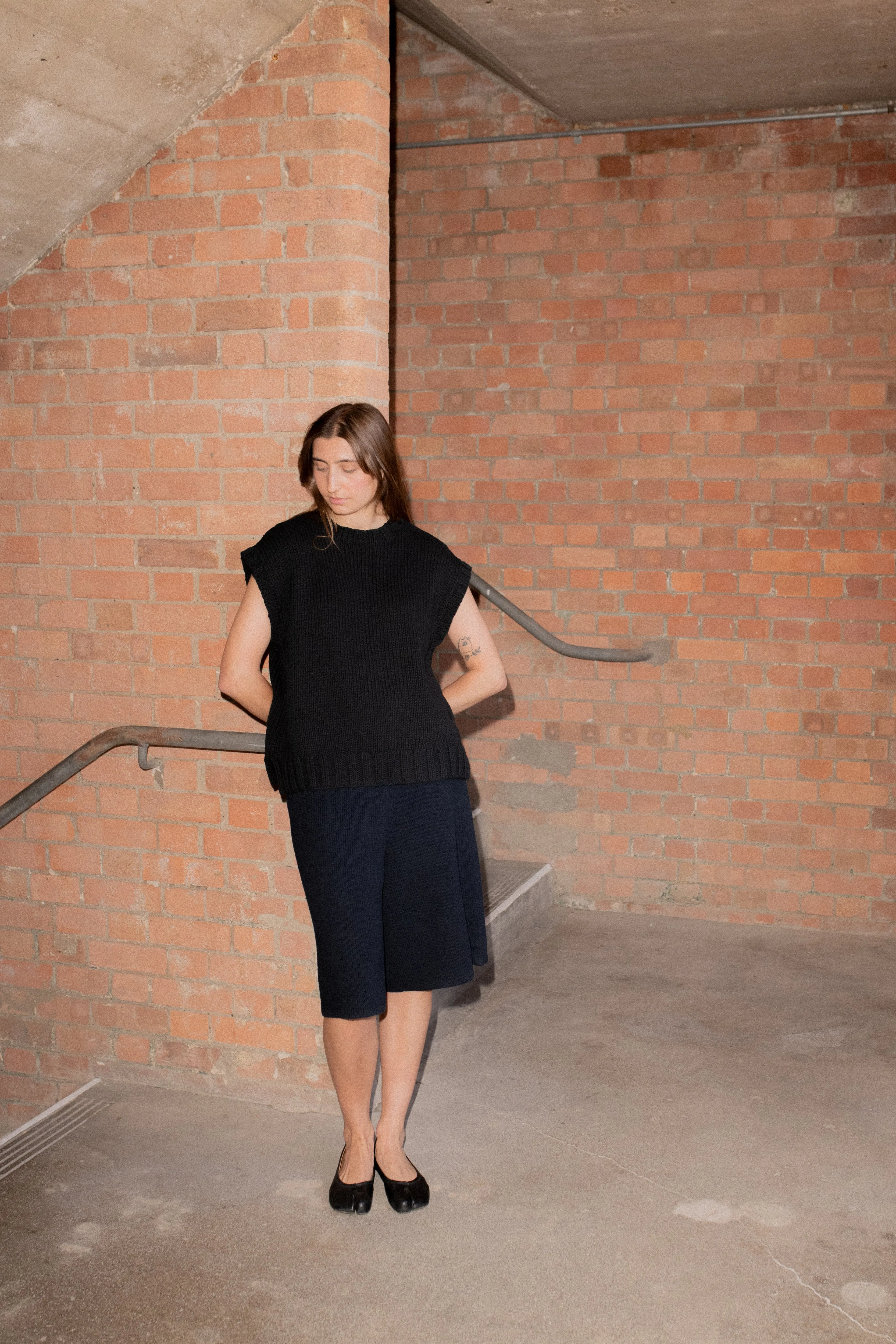 Plain Hand Knit Tank - Black sold by The Slow Love