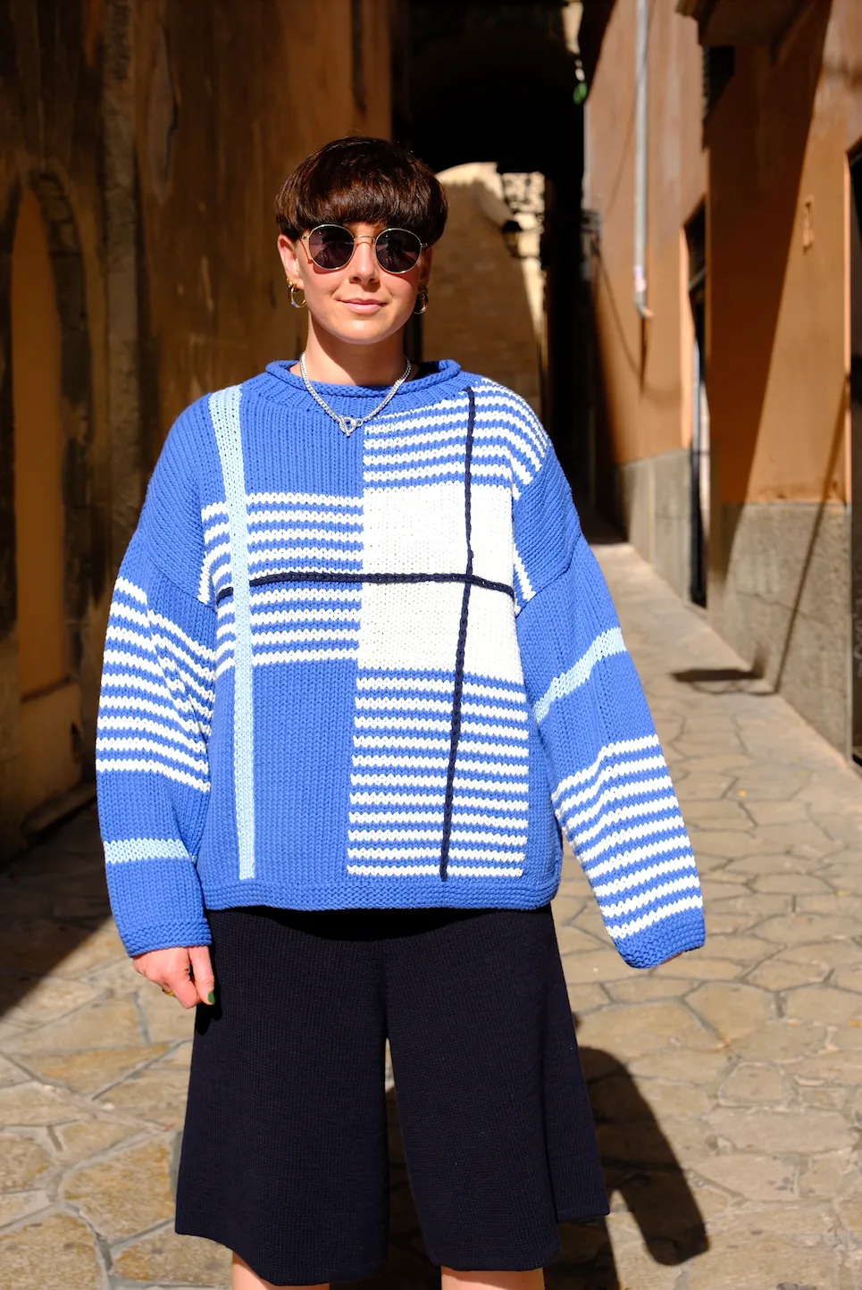 Checked Handknit Jumper - Blue sold by The Slow Love product image thumbnail 5