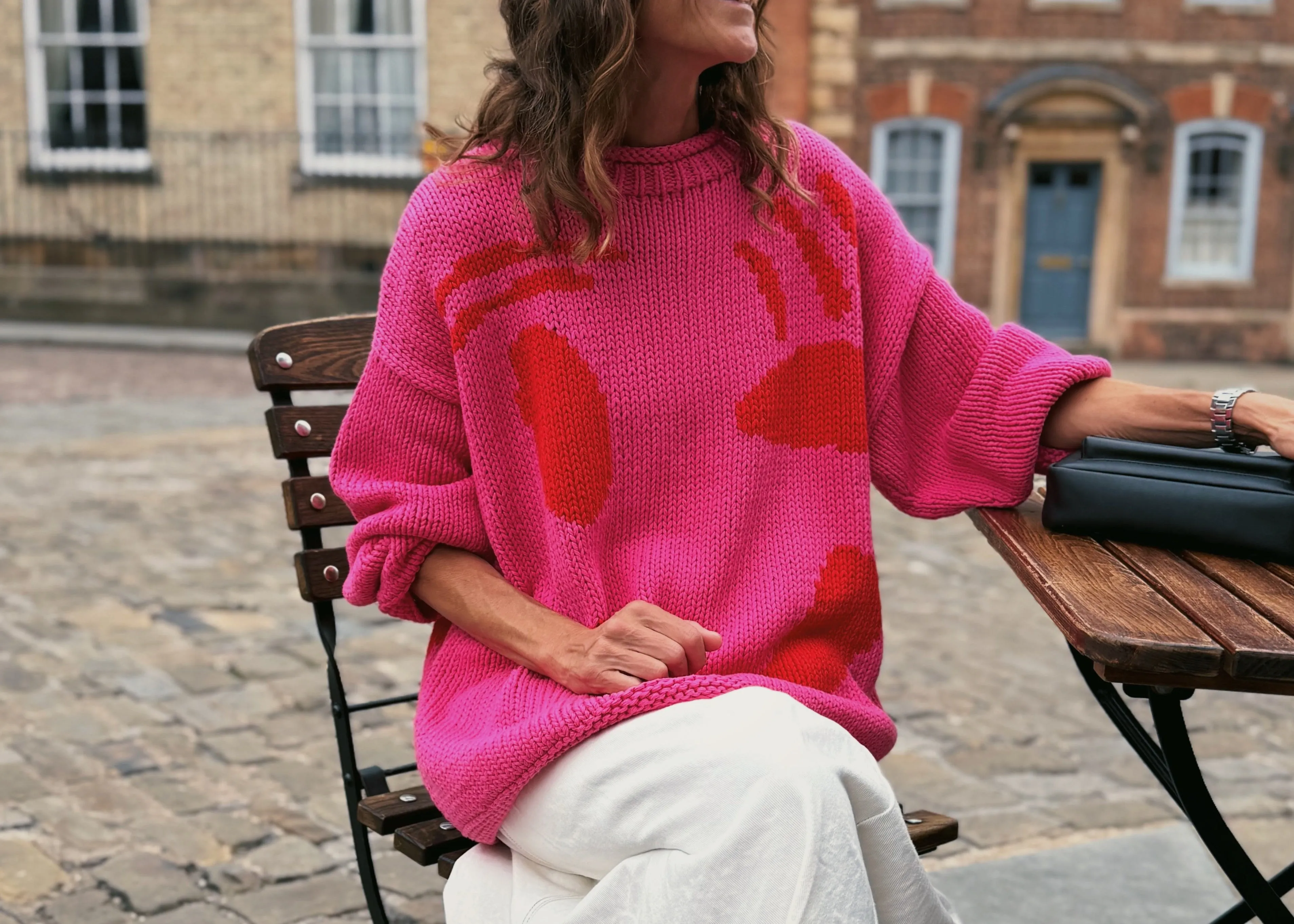 The FEEL GOOD Hand Knit Jumper Pink & Red sold by The Slow Love product image thumbnail 4