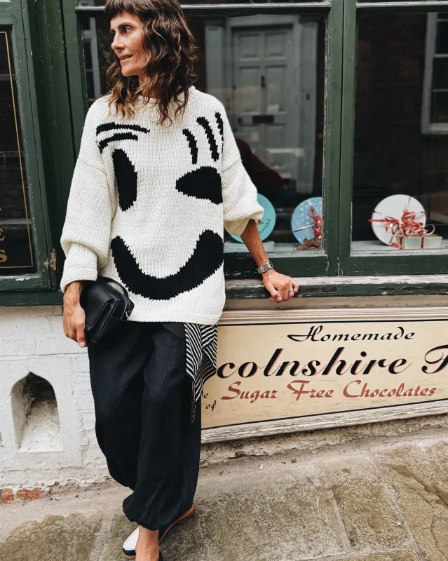 The FEEL GOOD Hand Knit Jumper - Monochrome sold by The Slow Love