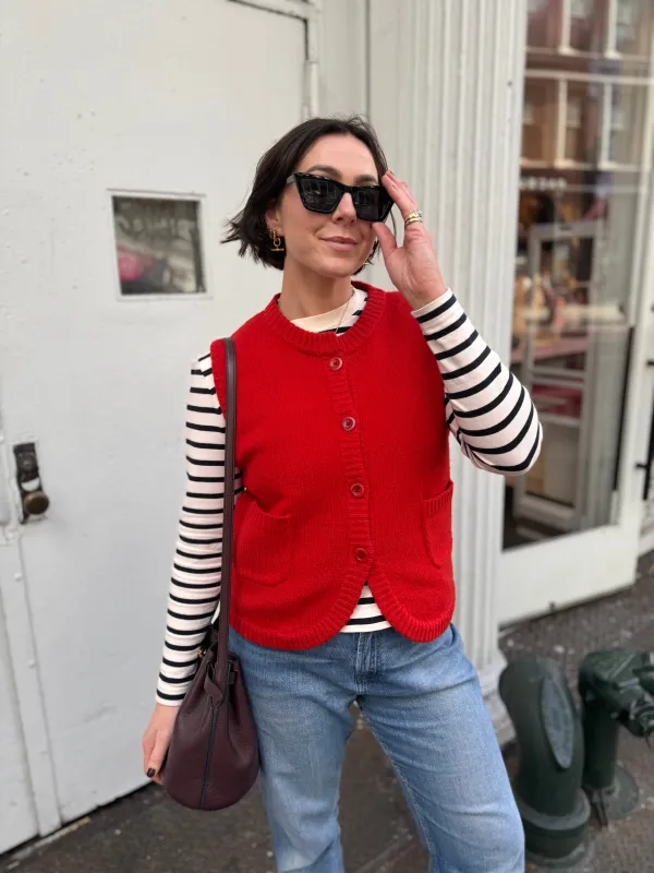 Staple Wool Gilet - Red sold by The Slow Love