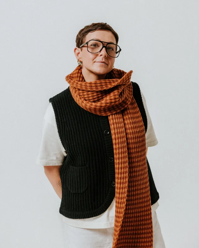 Fisherman Stripe Wool Scarf - Toffee & Brown sold by The Slow Love