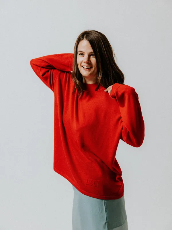 Extra Fine Merino Wool Turtle Neck Jumper - Picante Red sold by The Slow Love