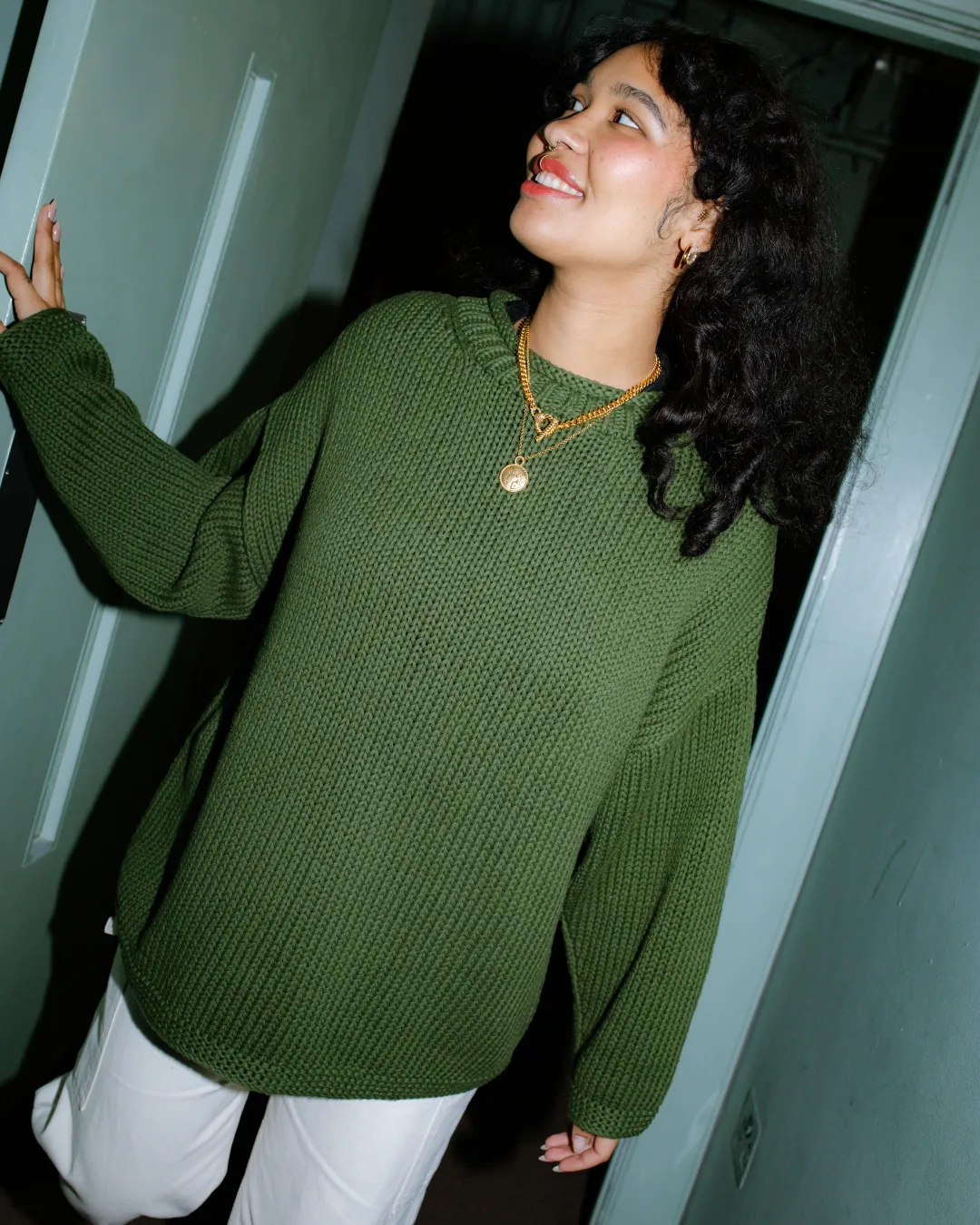 The Essential Handknit Jumper - Olive sold by The Slow Love