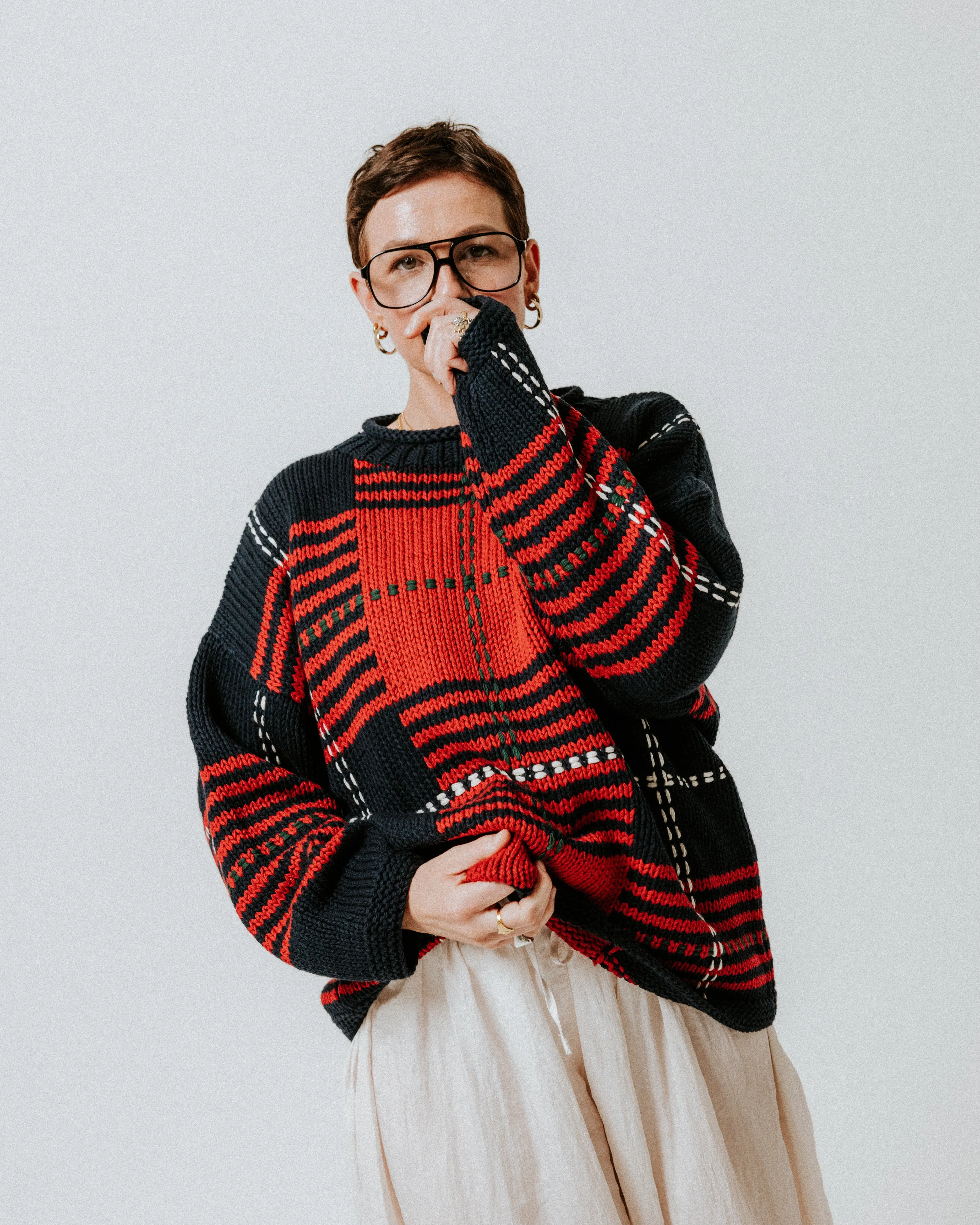 Oversized Plaid Handknit Jumper sold by The Slow Love product image thumbnail 3