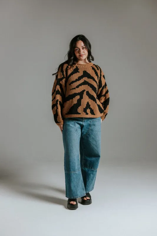 Tiger Hand Knit Jumper made by The Slow Love