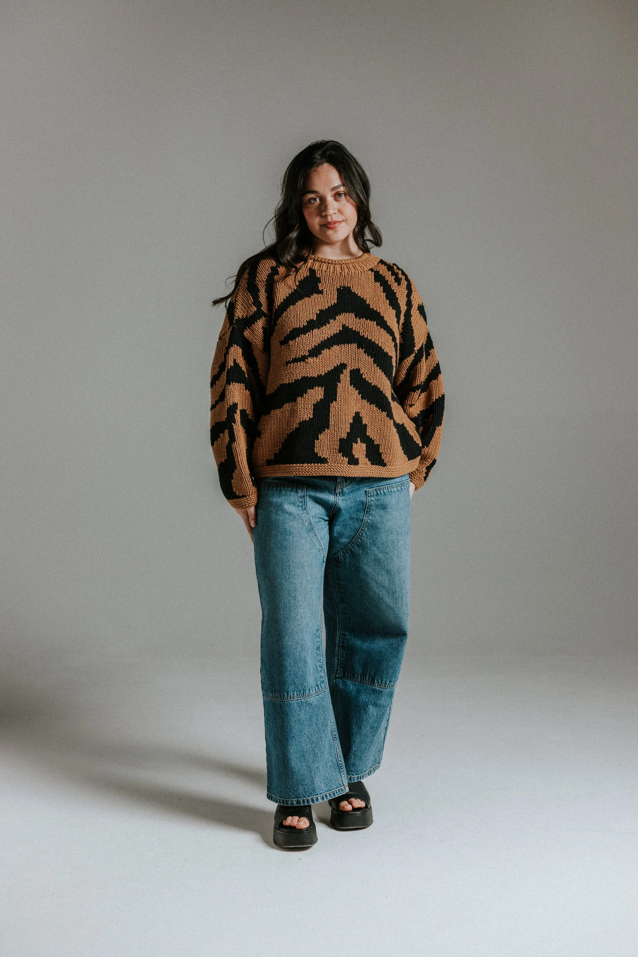 Tiger Hand Knit Jumper sold by The Slow Love