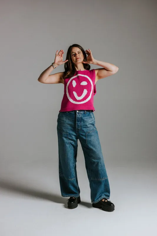 Old Skool Cotton Tank Top - Pink & Panna Cotta made by The Slow Love
