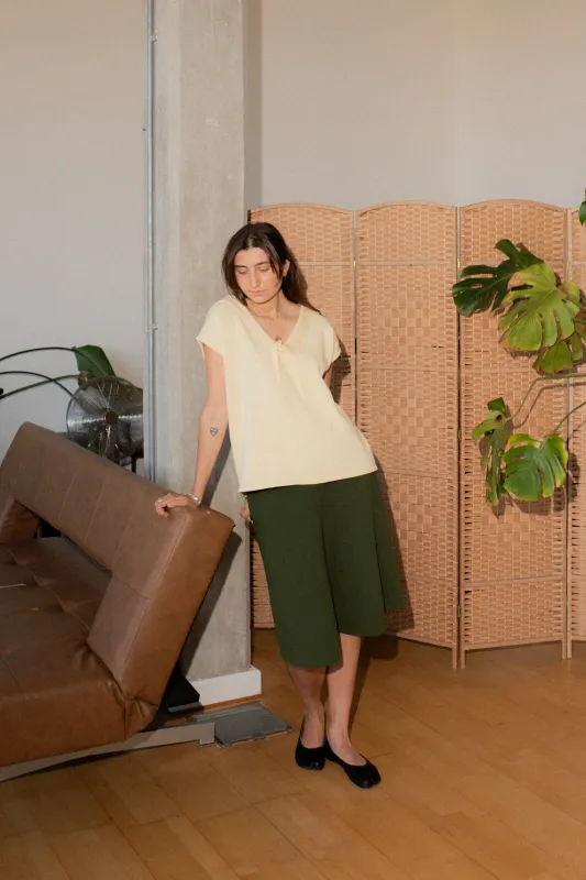 SAMPLE SALE - Knitted Shorts- Olive Green made by The Slow Love