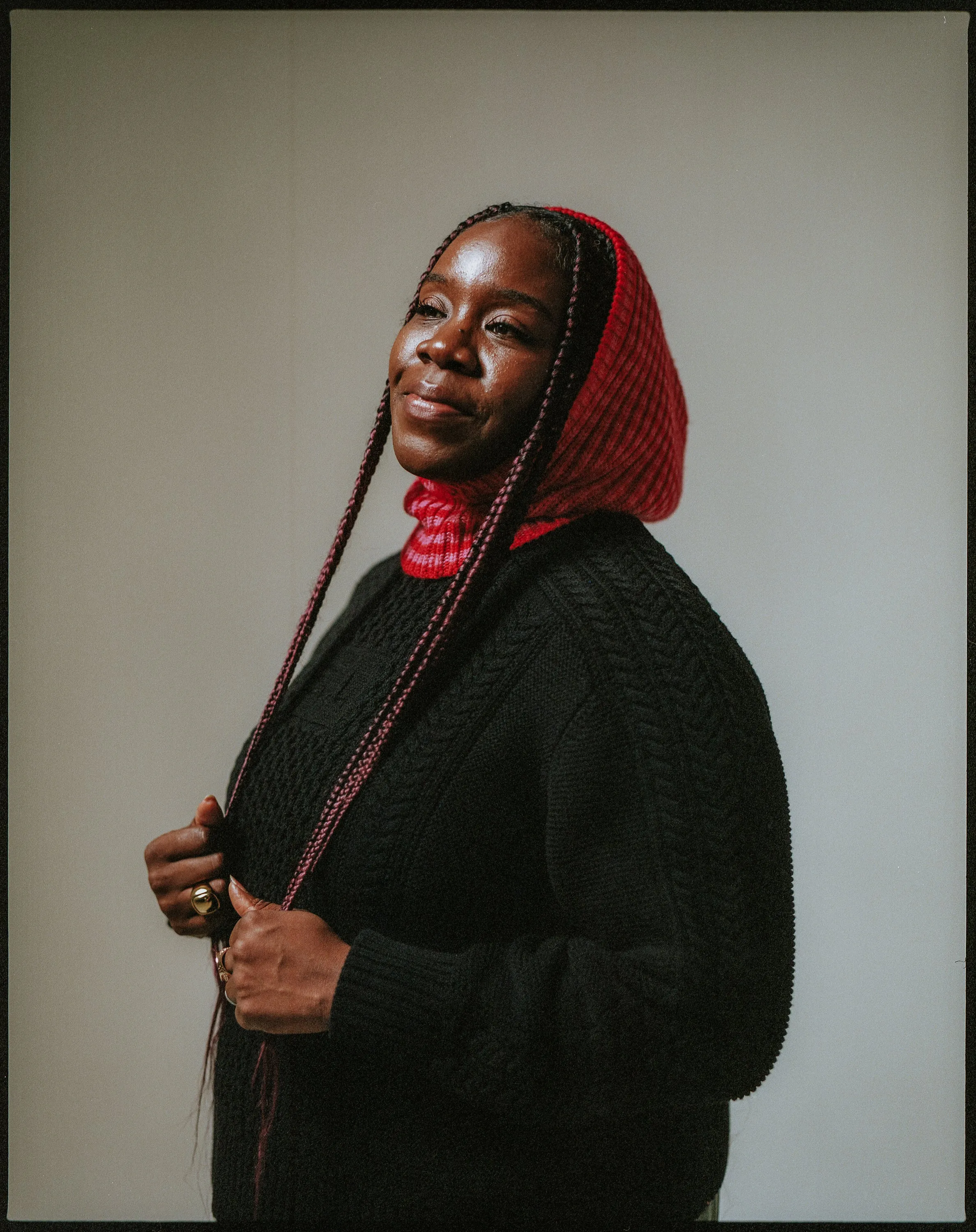 SAMPLE SALE - Fisherman Stripe Wool Hood - Pink & Red sold by The Slow Love
