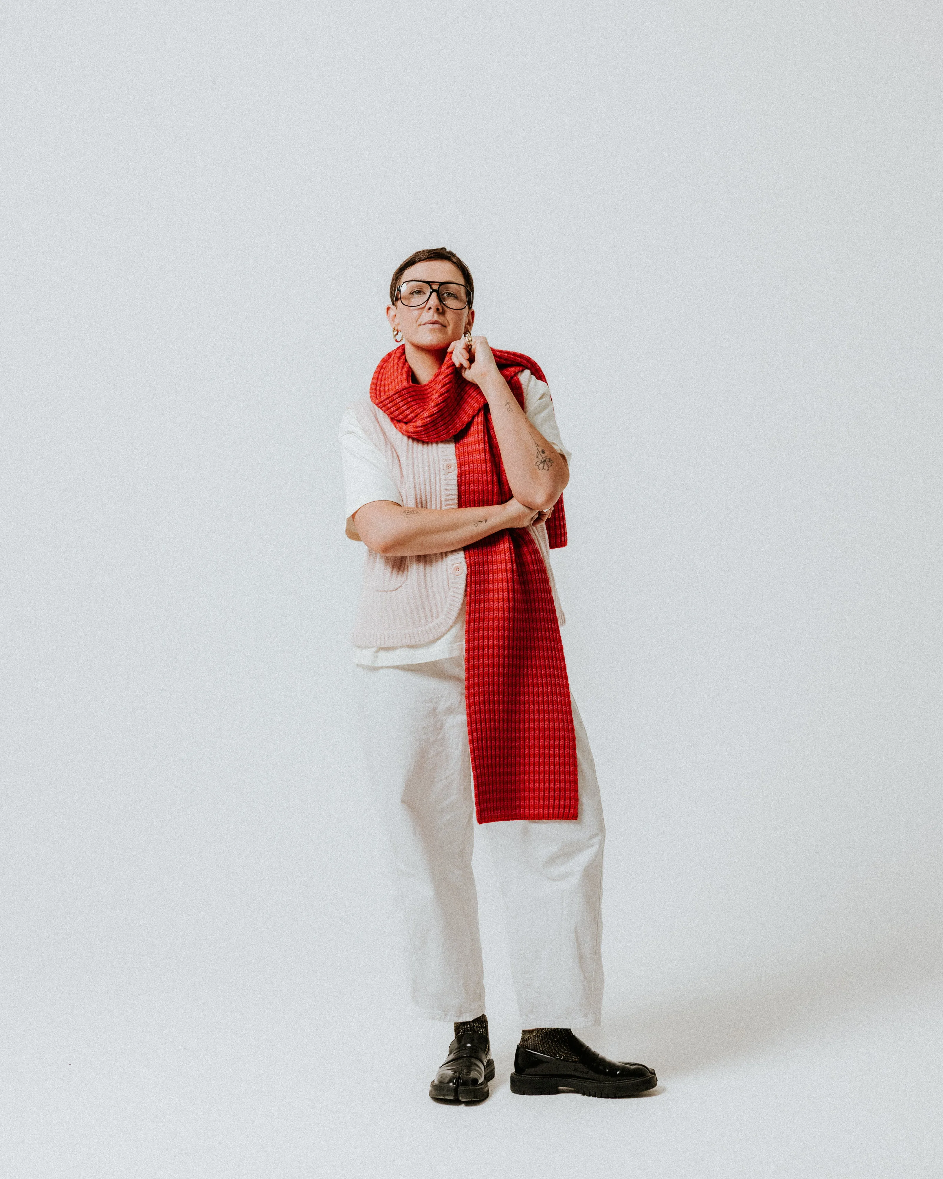 SAMPLE SALE - Fisherman Stripe Wool Scarf - Pink & Red sold by The Slow Love