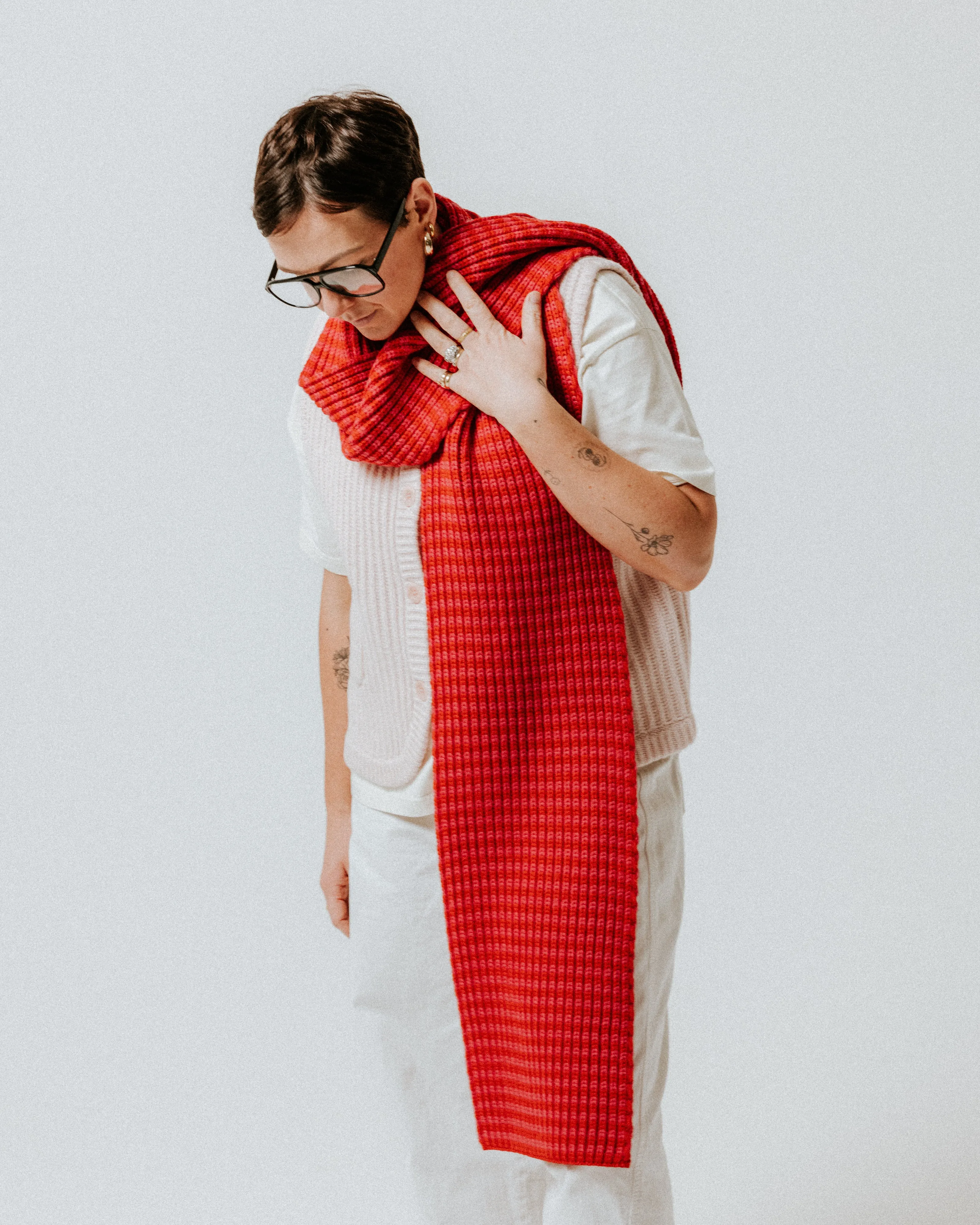 SAMPLE SALE - Fisherman Stripe Wool Scarf - Pink & Red sold by The Slow Love product image thumbnail 2