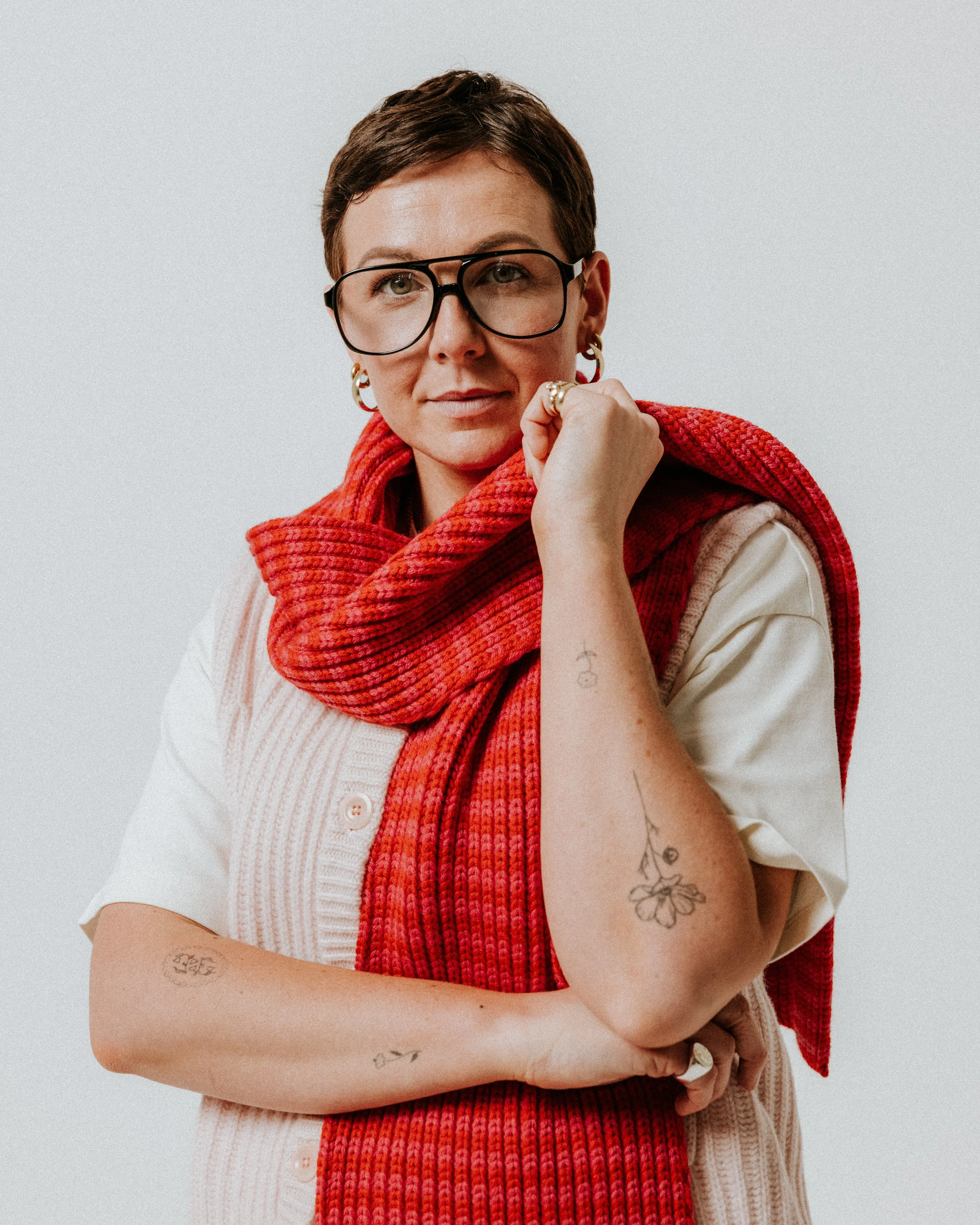 SAMPLE SALE - Fisherman Stripe Wool Scarf - Pink & Red sold by The Slow Love product image thumbnail 3