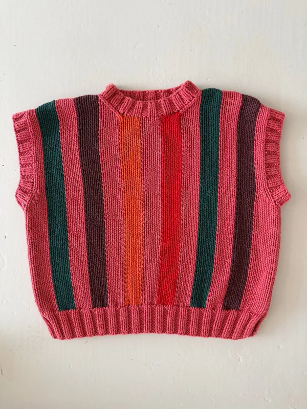 SAMPLE SALE - Reworked Hand Knit Tank RED made by The Slow Love