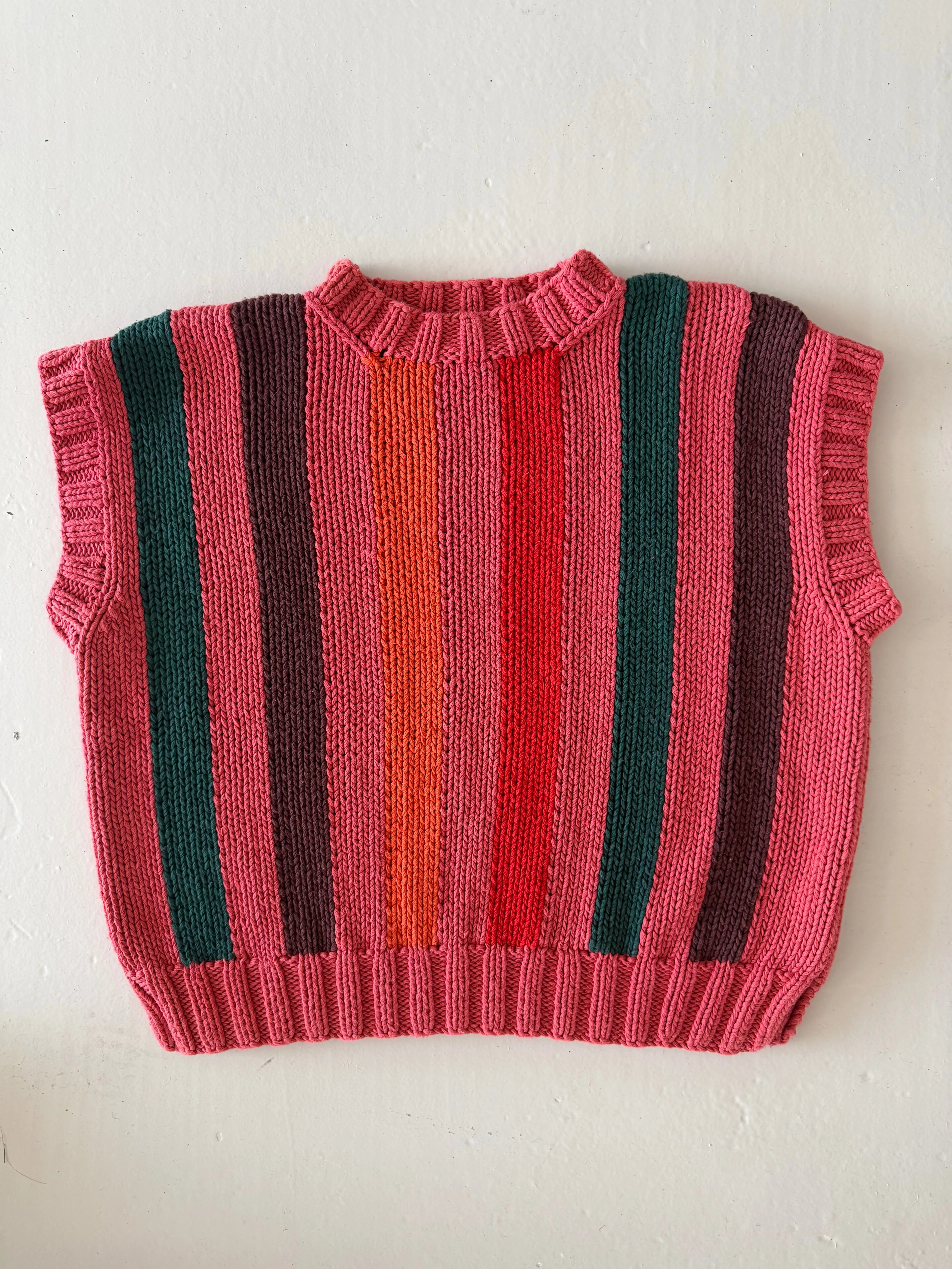 SAMPLE SALE - Reworked Hand Knit Tank RED sold by The Slow Love