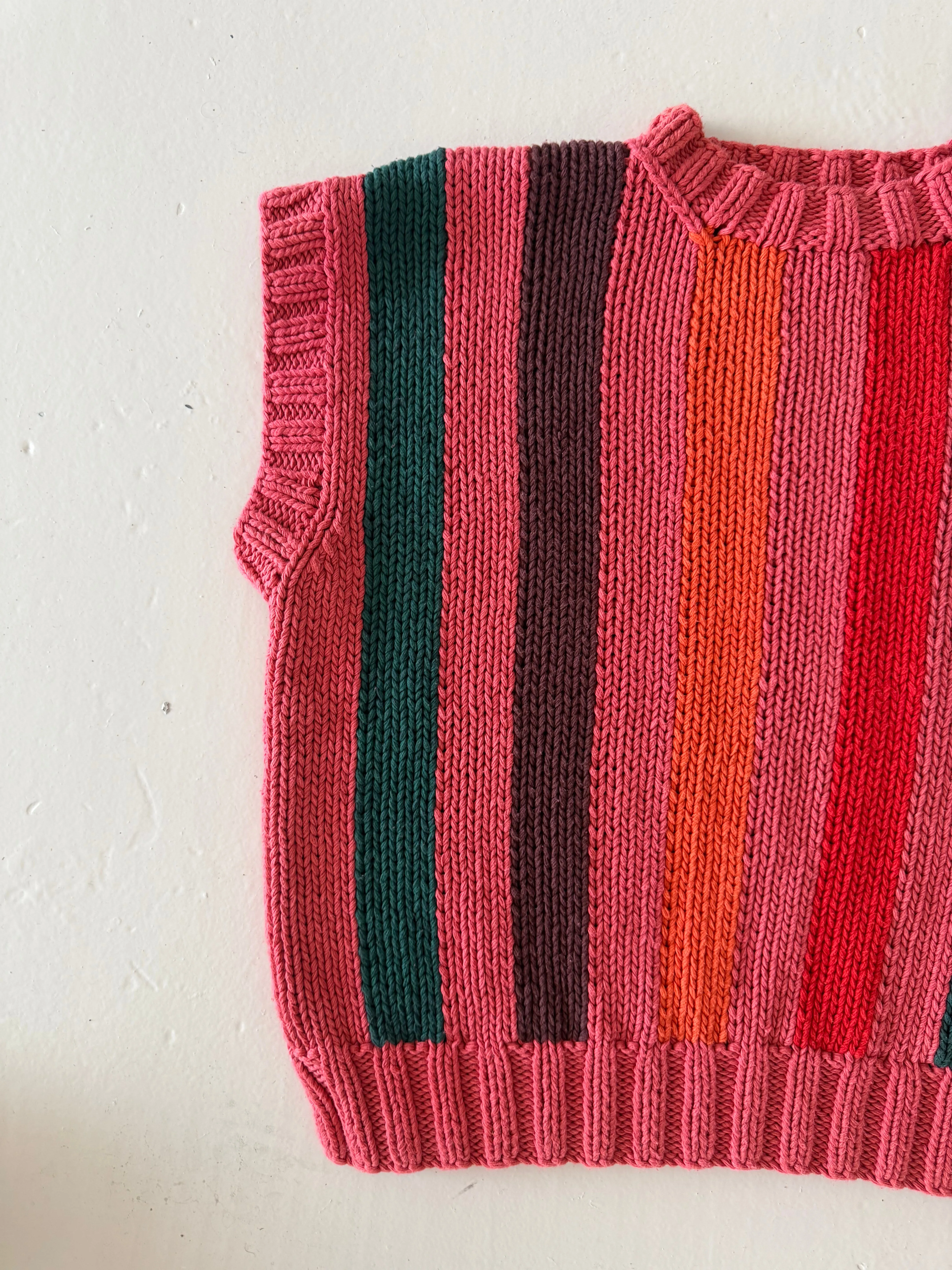 SAMPLE SALE - Reworked Hand Knit Tank RED sold by The Slow Love product image thumbnail 2