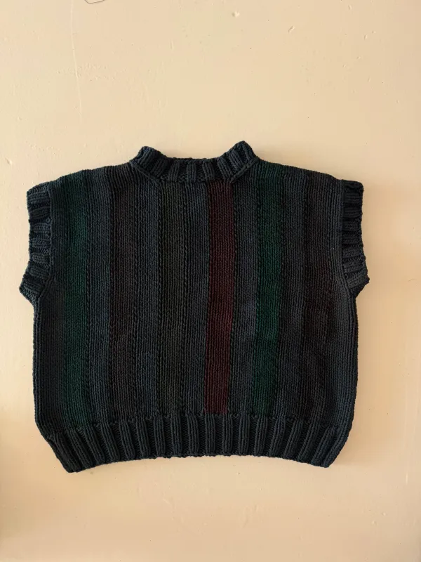 SAMPLE SALE - Reworked Hand Knit Tank Black made by The Slow Love