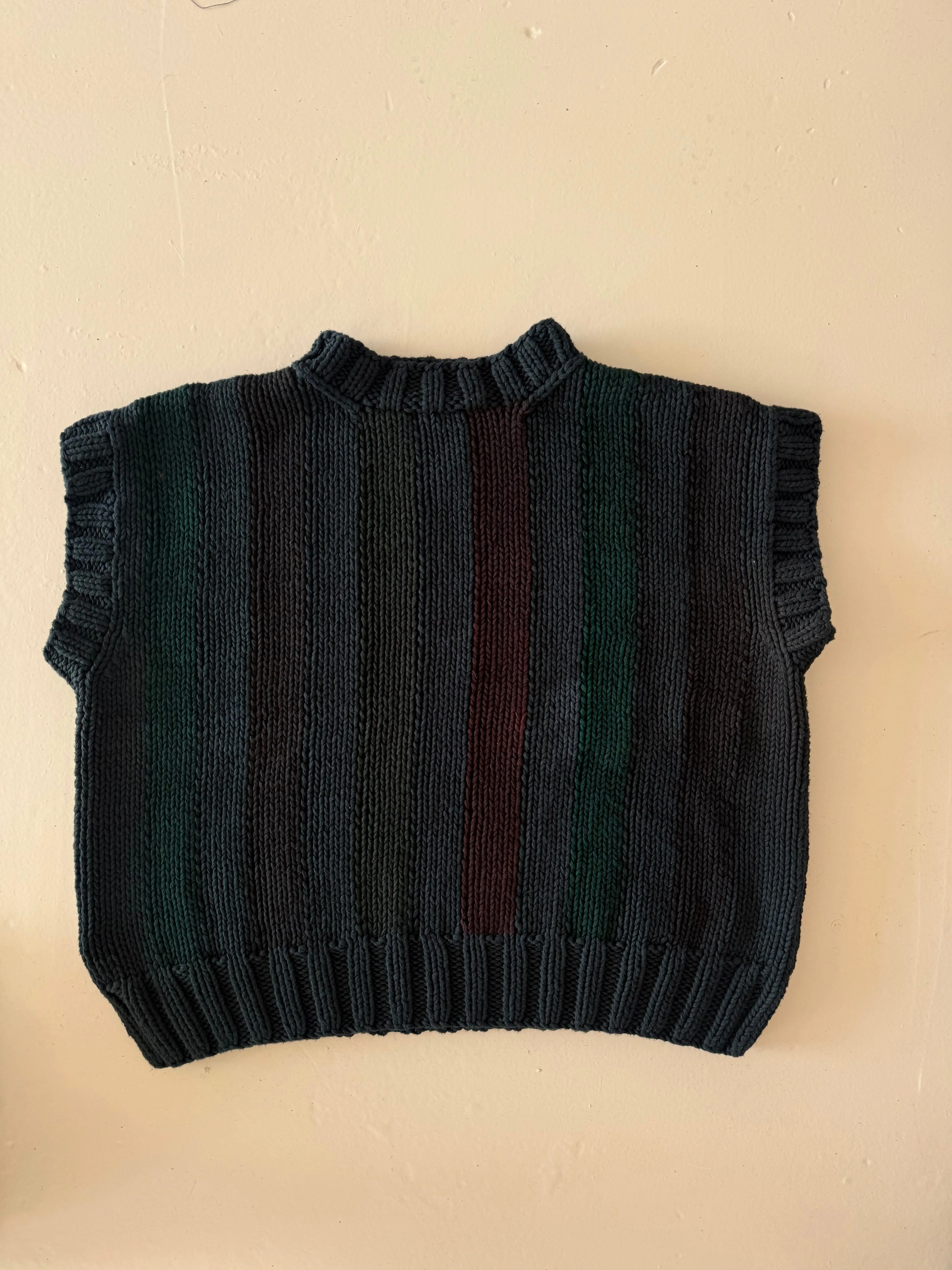SAMPLE SALE - Reworked Hand Knit Tank Black sold by The Slow Love