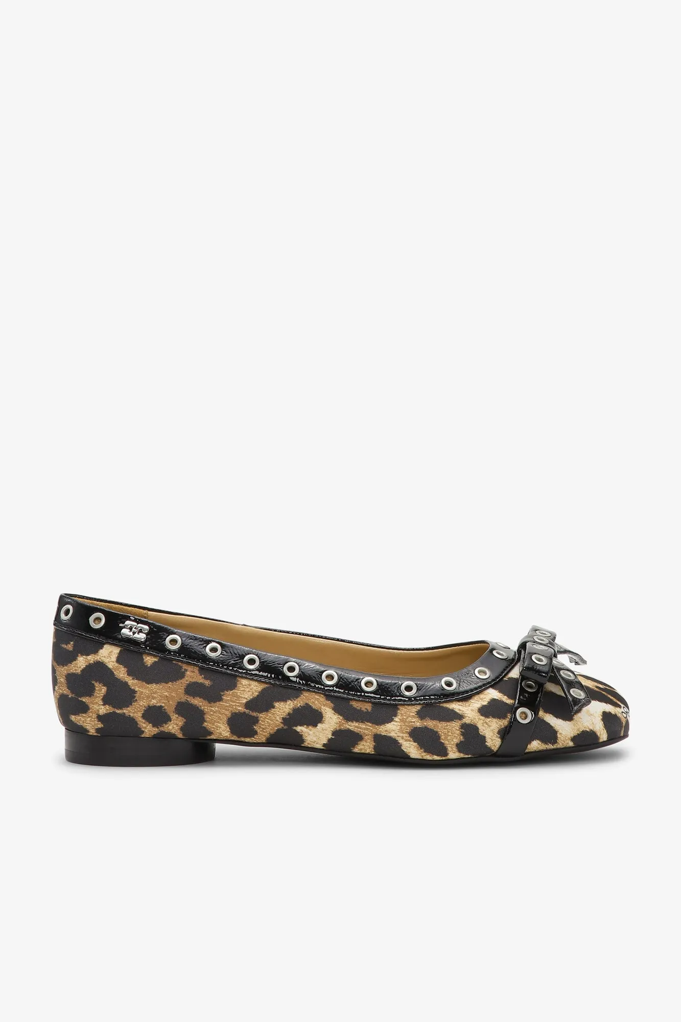 Eyelets Bow Ballerina Satin Print | Leopard Print sold by 260 Sample Sale