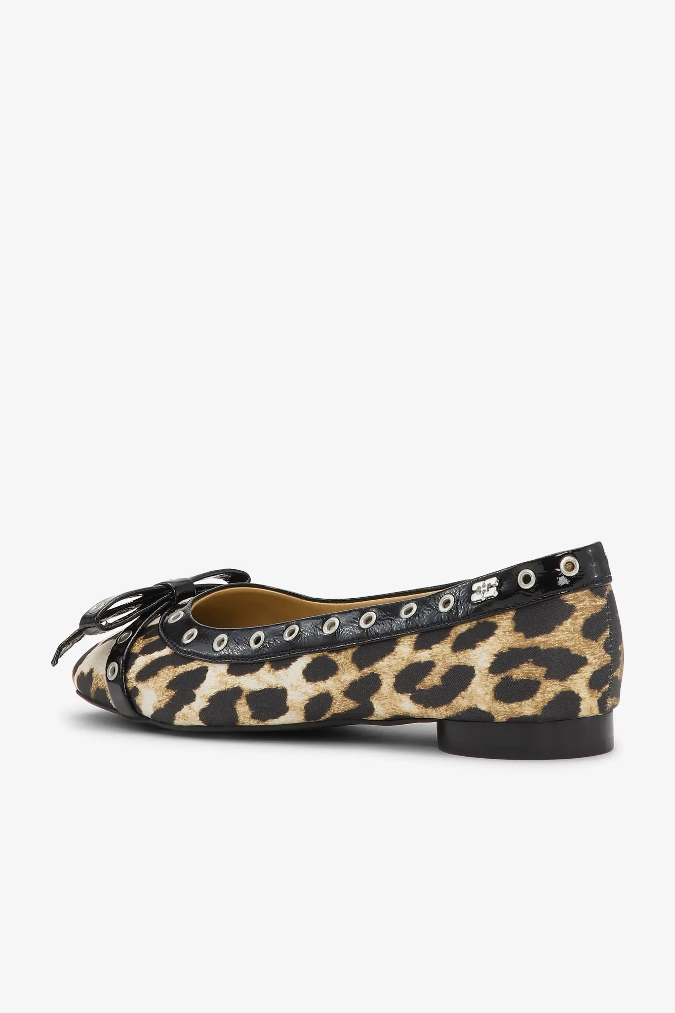 Eyelets Bow Ballerina Satin Print | Leopard Print sold by 260 Sample Sale product image thumbnail 3