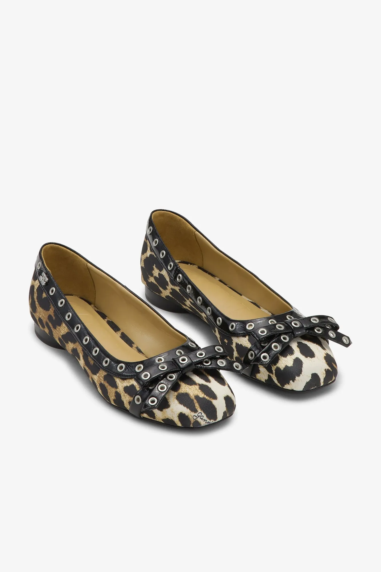 Eyelets Bow Ballerina Satin Print | Leopard Print sold by 260 Sample Sale product image thumbnail 2
