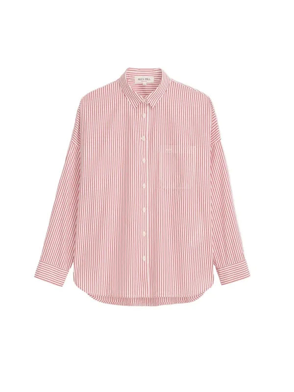 Alex Mill - Jo Shirt in Cotton Poplin - Red and White Stripe made by Alex Mill