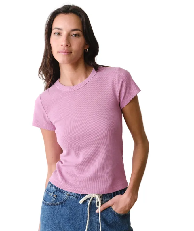Marine Layer - Lexi Rib Sun-In Crew Tee - Faded Mauve made by Murray's Toggery Shop