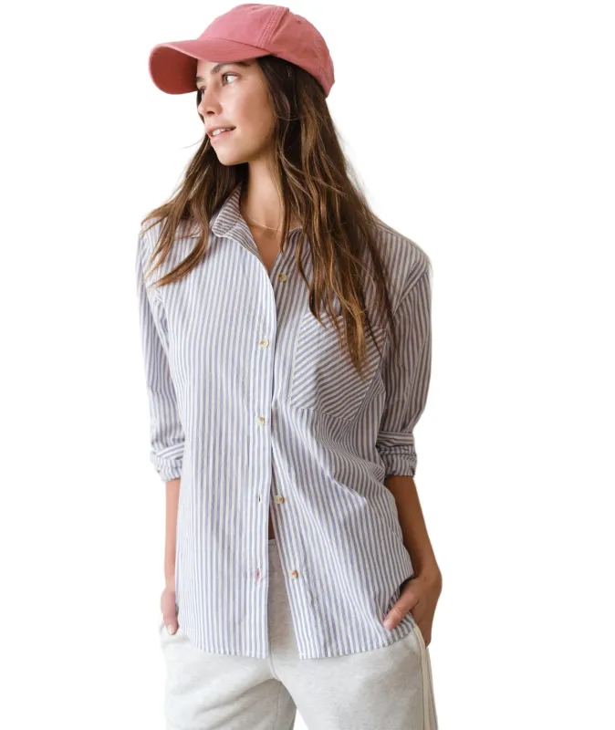 Marine Layer - Jane Relaxed Shirt Cali Poplin - Blue Stripe made by Marine Layer