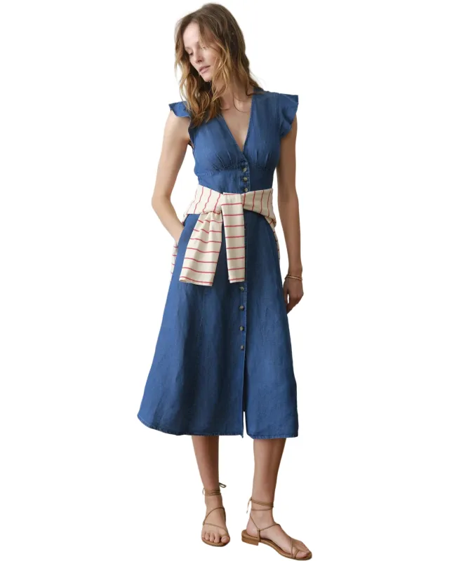 Marine Layer - Camila Midi Dress - Medium Wash made by Marine Layer