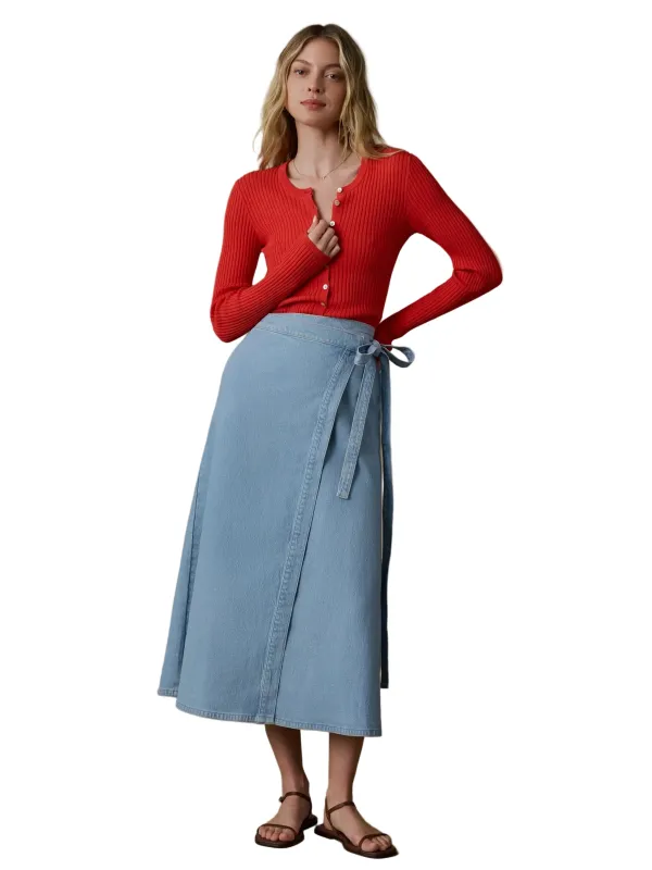 Faherty - Solstice Denim Wrap Skirt - Bay Drift Wash made by Faherty